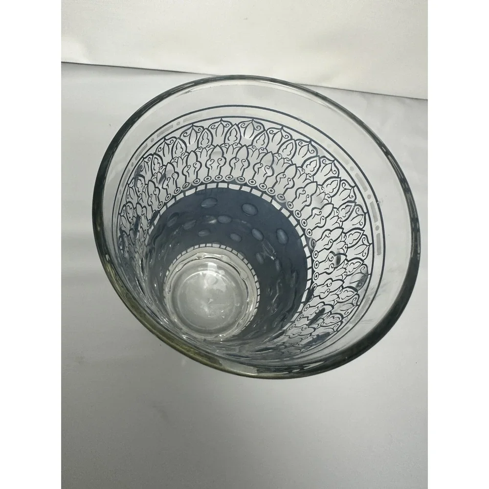 Vintage MCM Glass Wedgwood Light Blue Jeanette Hellenic Ice Bucket Barware